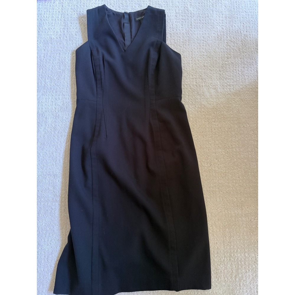 Banana Republic Sheath Dress 12 Black V-Neck Sleeveless Corporate Heavyweight
